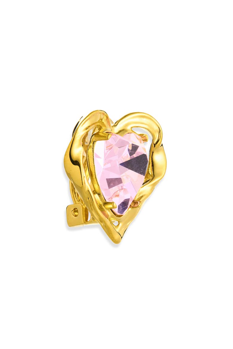 Heart Stone Crystal Earrings, Alternate, color, ROSE