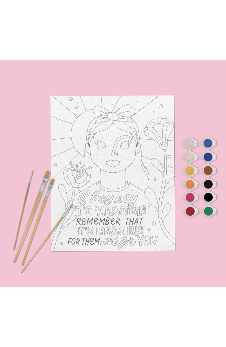 Kids Crafts Paint By Number "Nothing Is Impossible" Canvas Painting Allin1 Art Kit 7+, Alternate, color, 