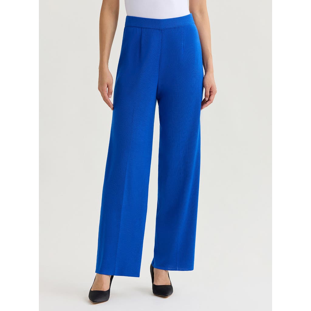 Misook Nancy Wide Leg Mylana Knit Pant In Blue