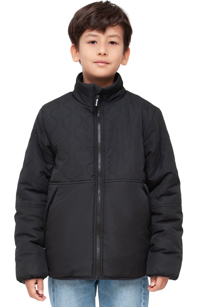 Rokka&Rolla Kids' Reversible Warm Fleece Puffer Jacket, Main, color, Black