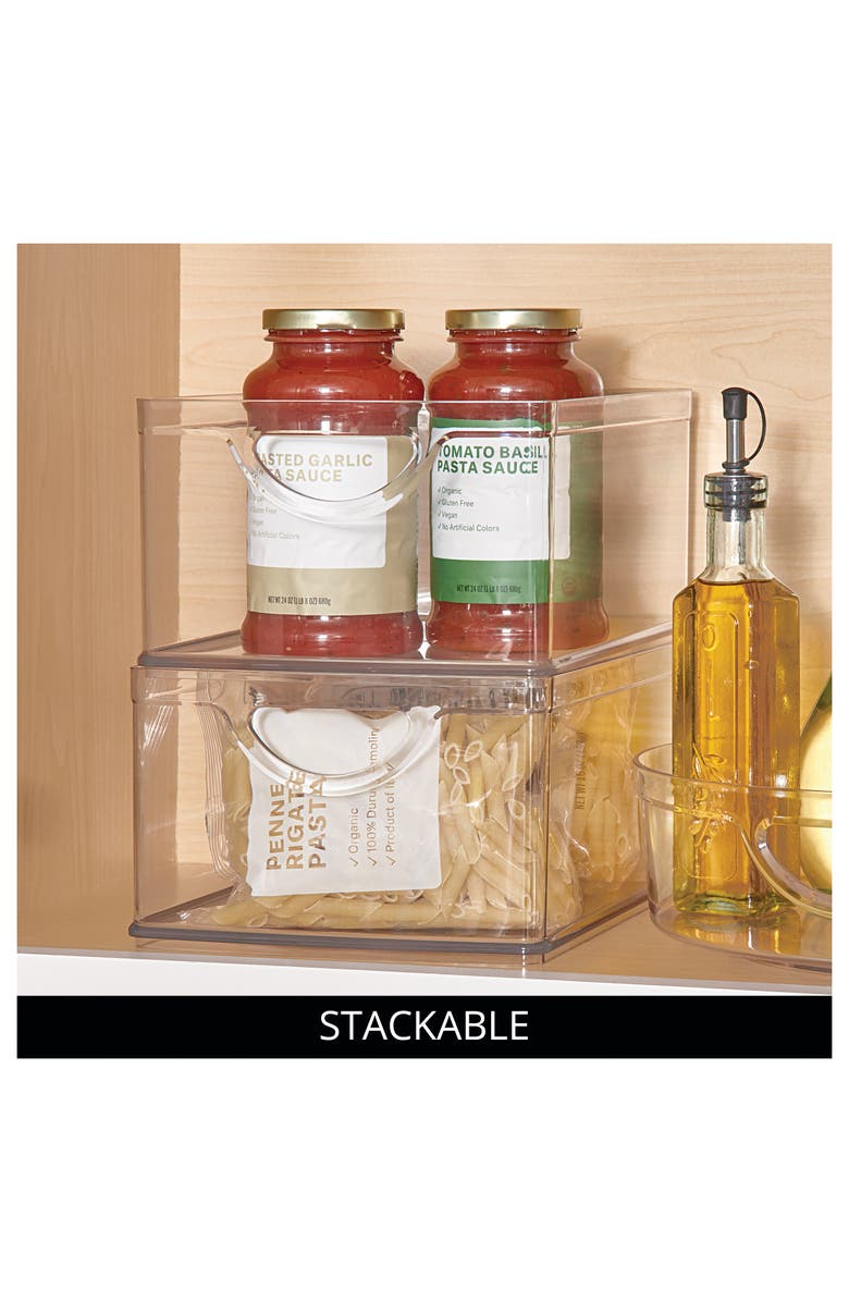 iDesign Stackable Pantry Storage Bin for Cabinets or Fridge, Set of 2, Clear, Made in USA, Alternate, color,