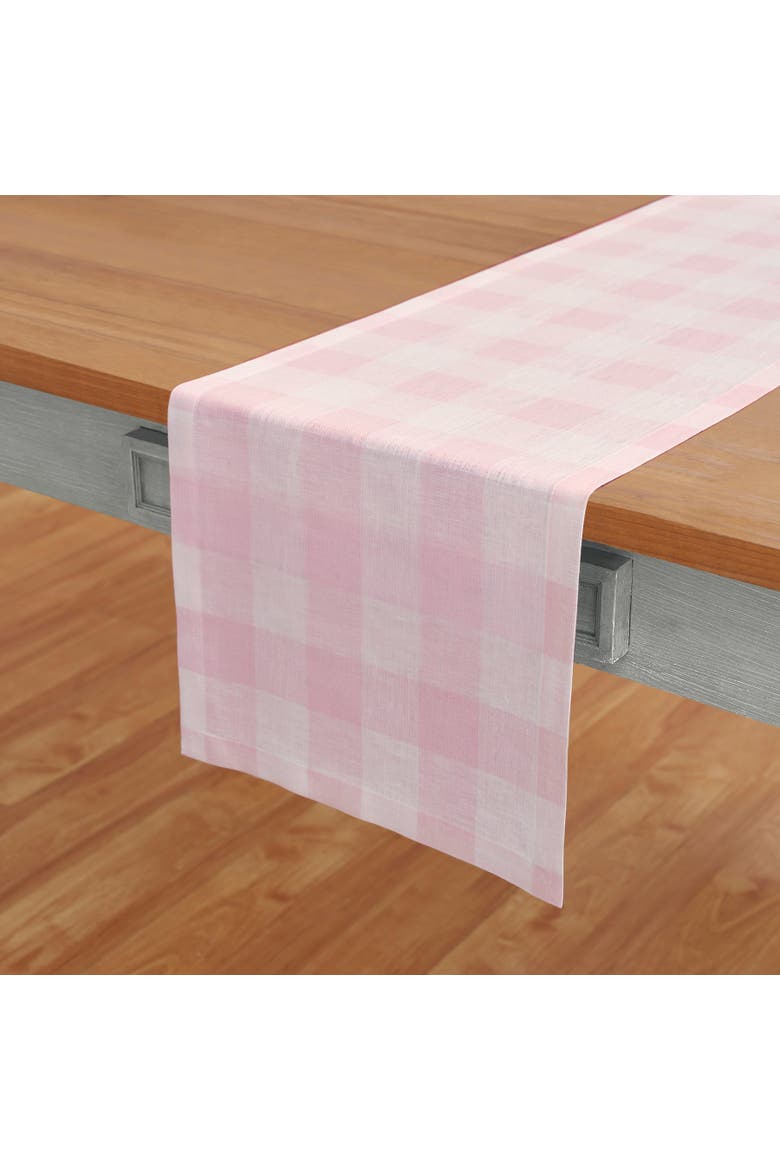 Linen Table Runner - Buffalo Check, Main, color, Marshmellow Pink
