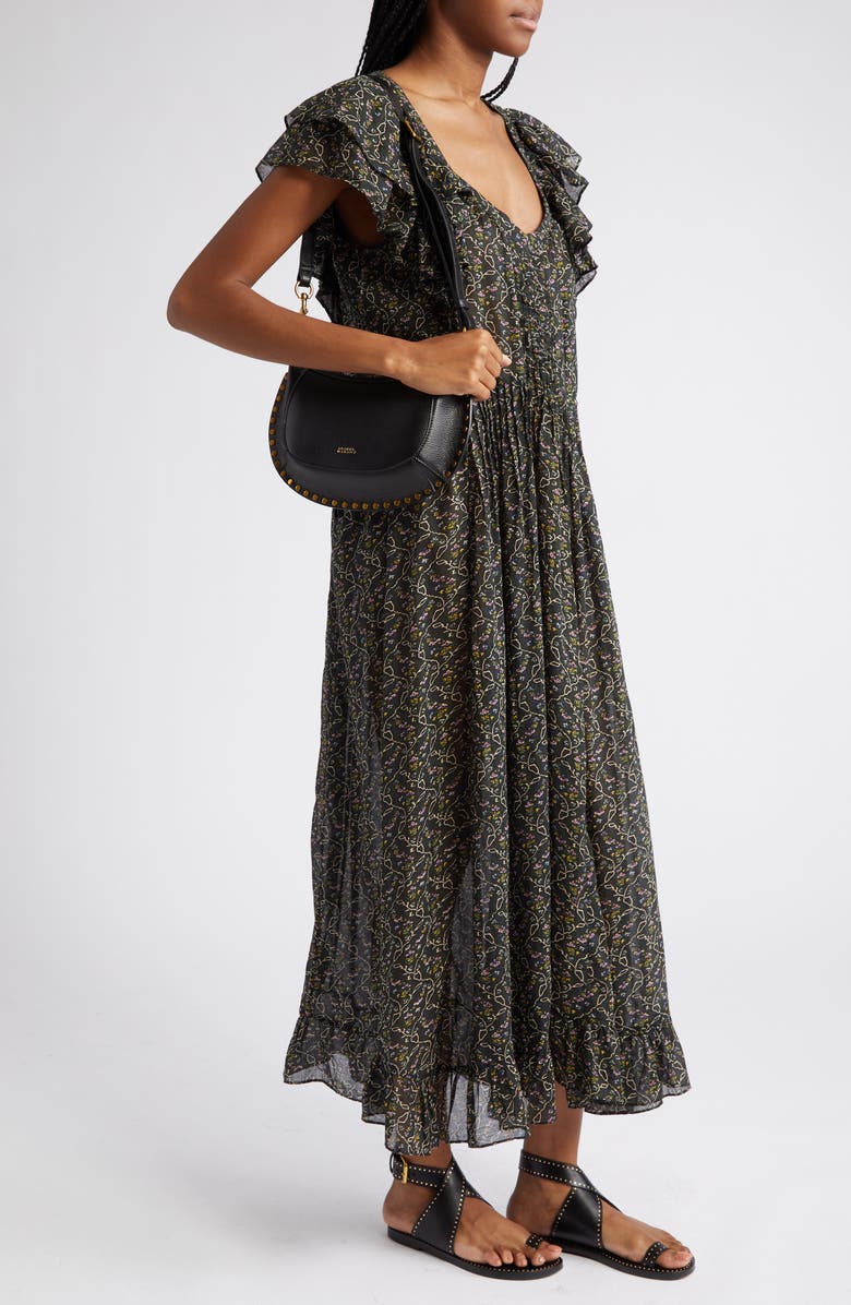 Isabel Marant Oskan Moon Leather Shoulder Bag, Alternate, color,