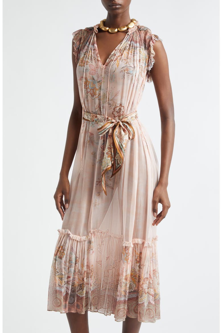 Alchemy Flutter Dress, Alternate, color, PINK PAISLEY