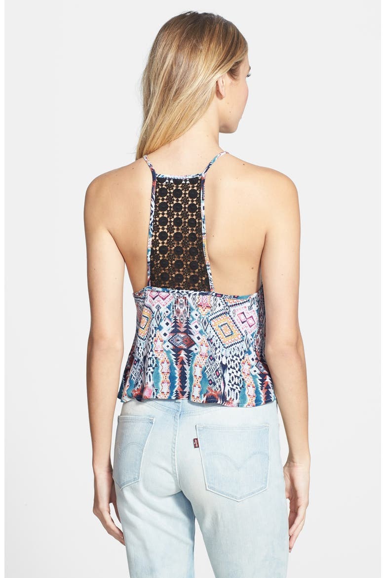 Crochet Back Print Camisole, Alternate, color, PINK MULTI