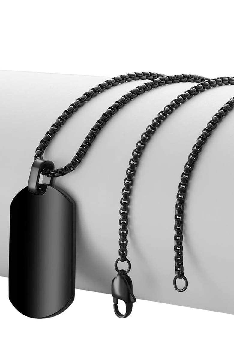 GEOFFREY BEENE Men's Stainless Steel Dog Tag Pendant Necklace, Alternate, color, Solid Black