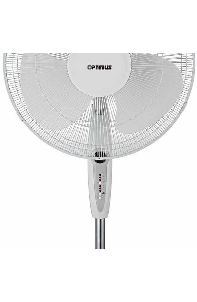 Optimus 16 in. Oscillating Stand Fan with Remote Control, Alternate, color, White