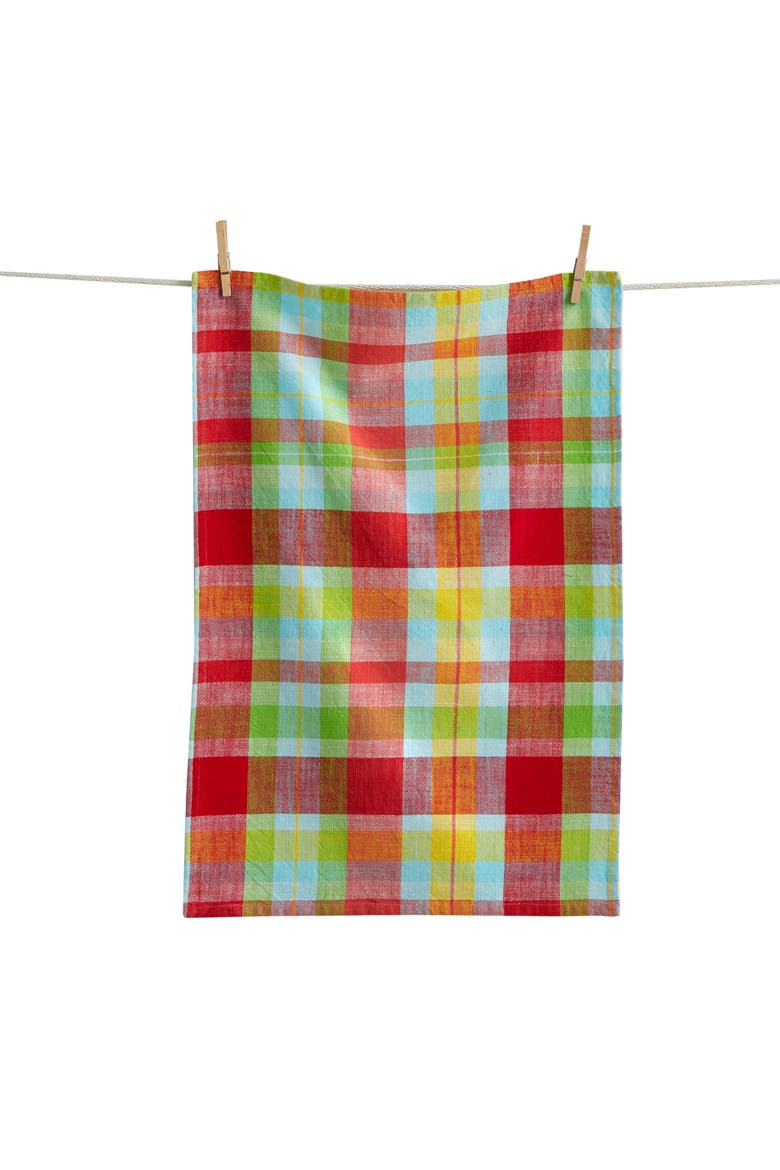 Fresh Pick Plaid Dishtowel Multi Cotton Summer, Main, color, Red