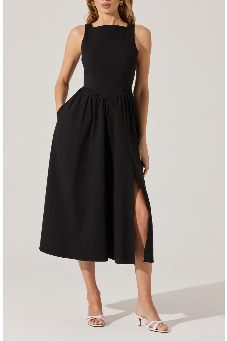 Bow Back A-Line Dress, Main, color, BLACK