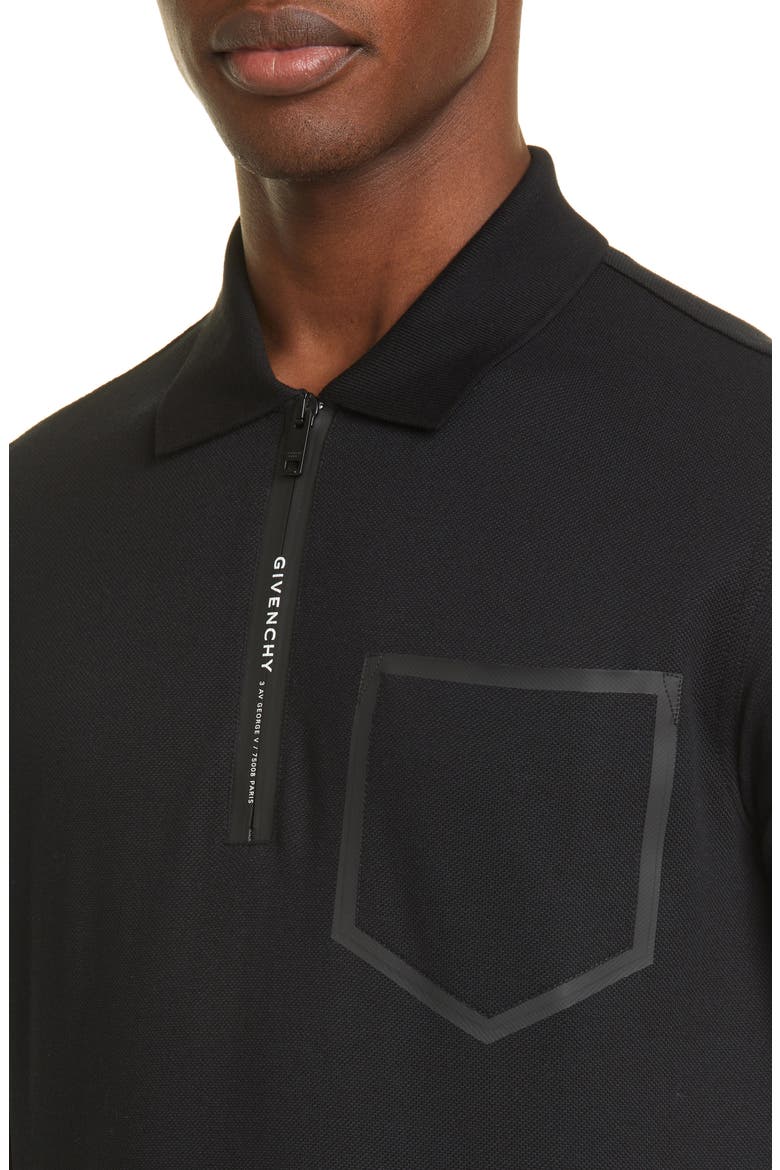 Address Slim Fit Black Short Sleeve Zip Polo, Alternate, color, BLACK