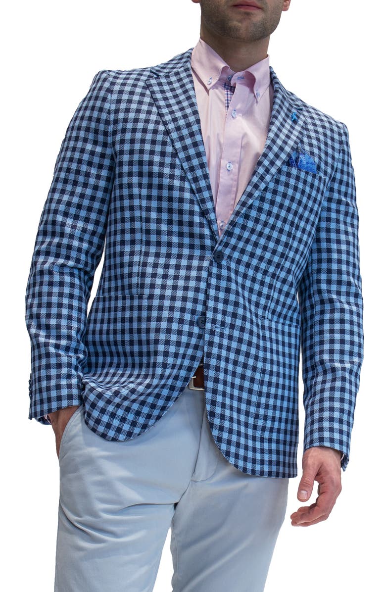 TailorByrd Blue Textured Check Sportcoat, Alternate, color, Navy Light Blue