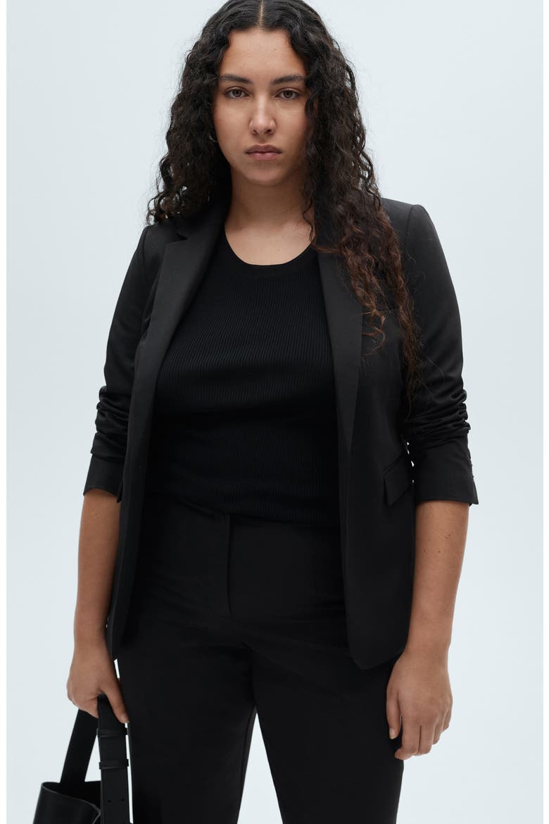 Fitted Suit Jacket, Alternate, color, BLACK