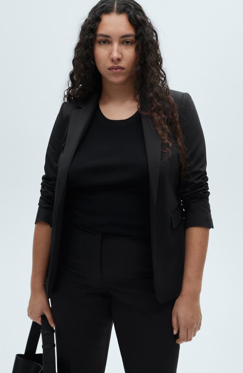 MANGO Fitted Suit Jacket, Alternate, color, Black