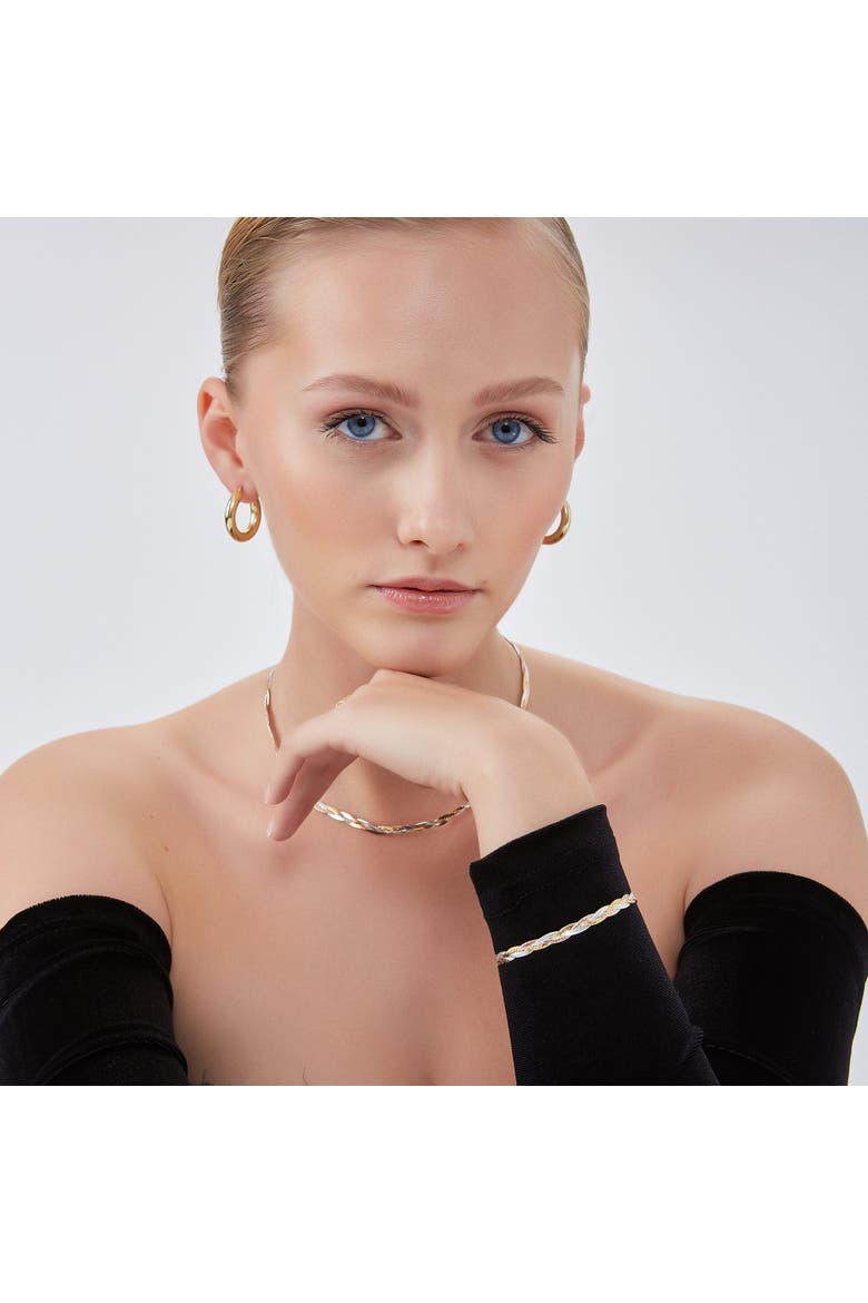 Gold Rose Gold and Silver Spiral Sterling Silver Flat Bracelet, Alternate, color, Gold