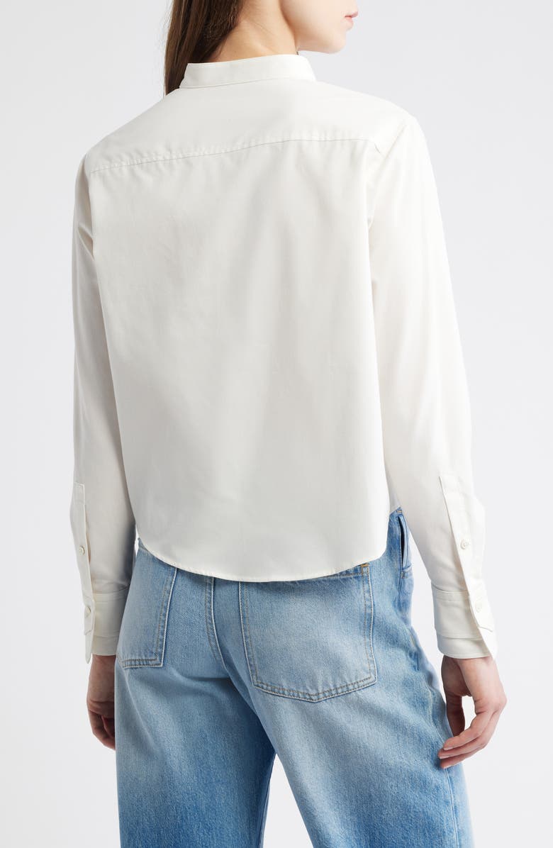 BOSS Bertyna Monday Cotton Band Collar Button-Up Shirt, Alternate, color, Soft Cream