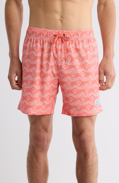 Brush Palm Waves Swim Trunks