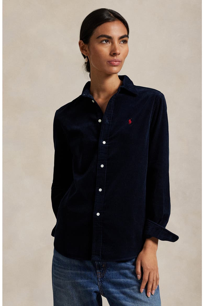 Classic Fit Cotton Corduroy Button-Up Shirt, Alternate, color, NAVY