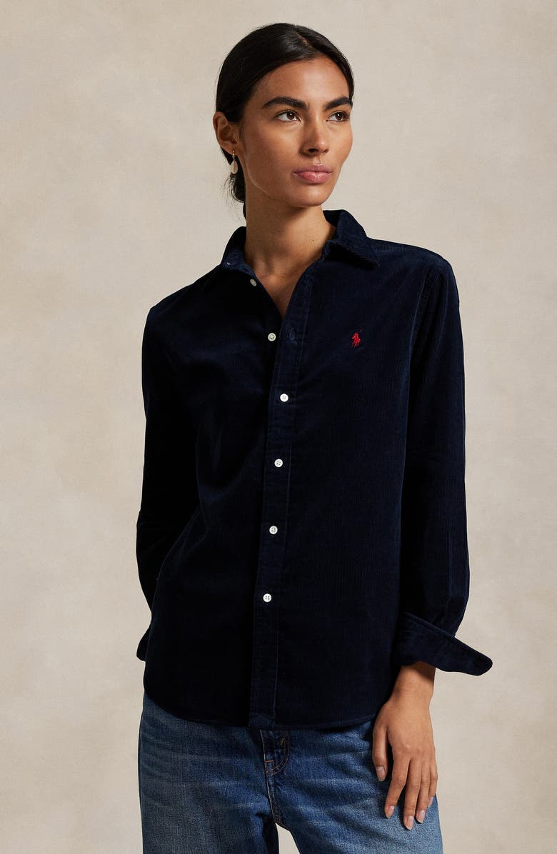 Polo Ralph Lauren Classic Fit Cotton Corduroy Button-Up Shirt, Alternate, color, Navy