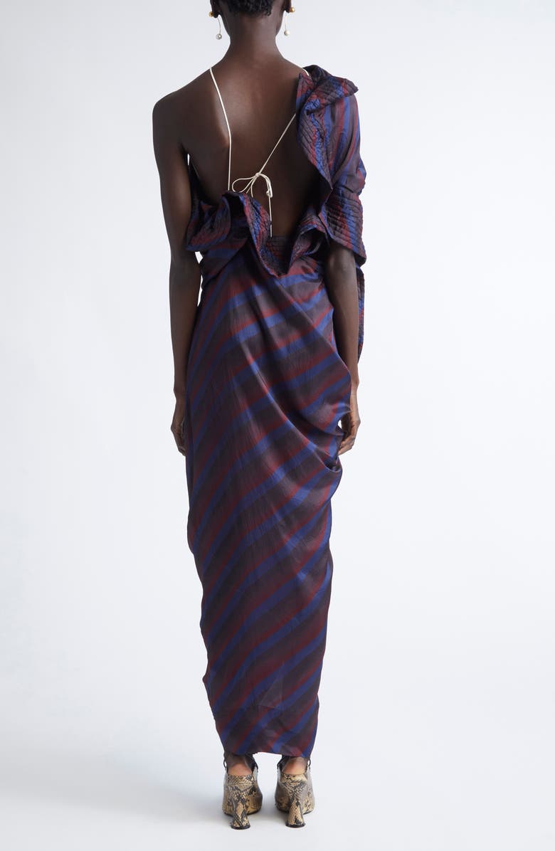 Dries Van Noten Dolla Stripe One-Shoulder, Alternate, color, Navy