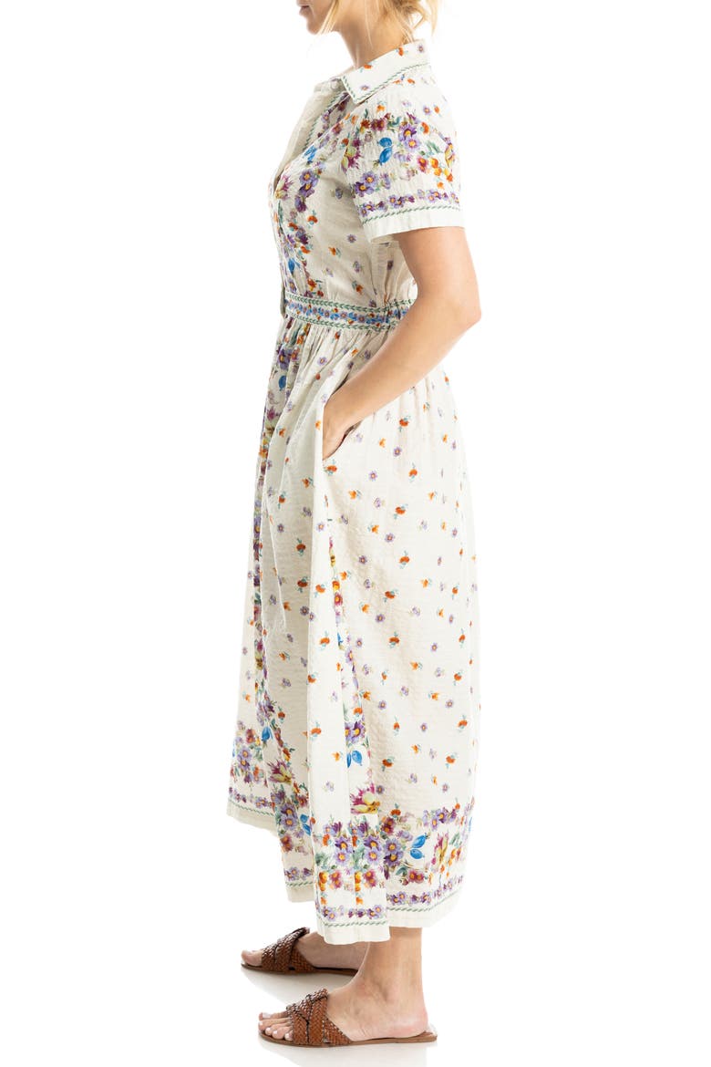 Printed Maxi Shirtdress, Alternate, color, CREAM/ PURPLE