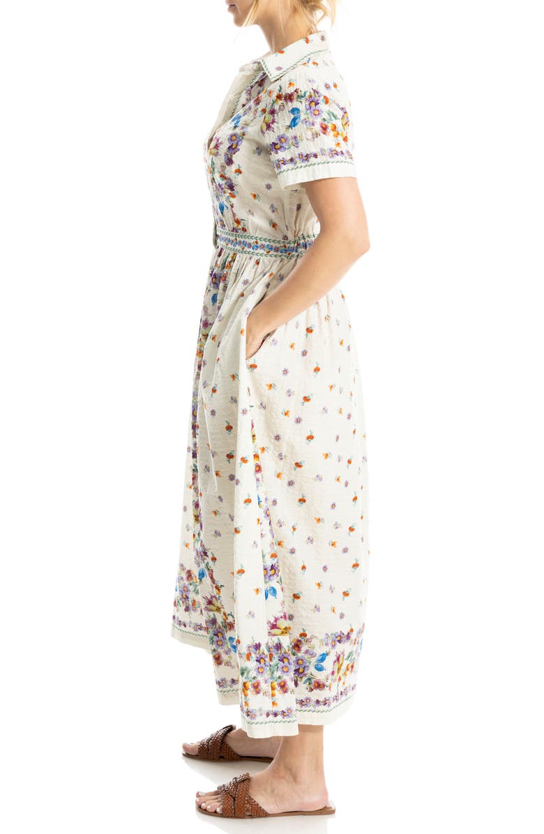 MAX STUDIO Printed Maxi Shirtdress, Alternate, color, Cream/ Purple