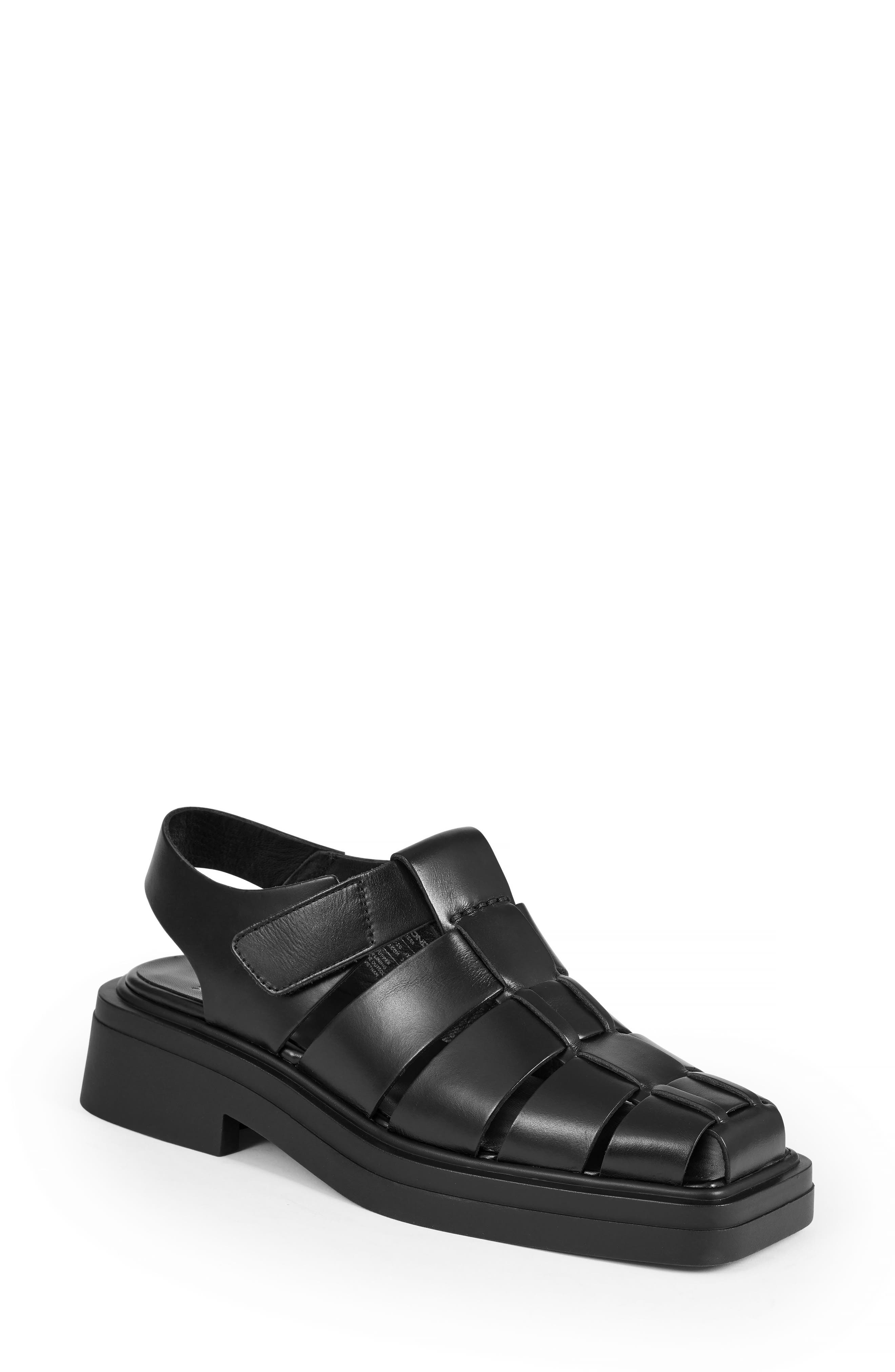 Eyra Fisherman Platform Sandal, Main, color, BLACK