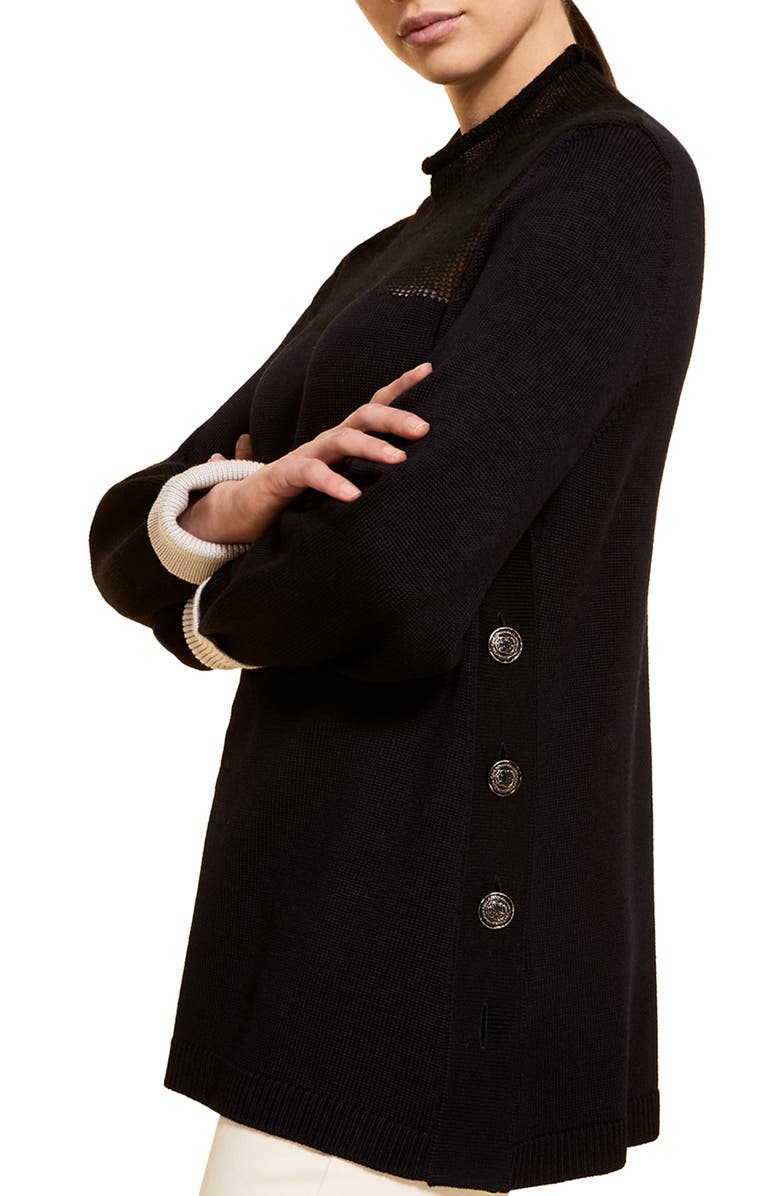 Marina Rinaldi Asia Two Tone Virgin Wool Sweater, Alternate, color, 