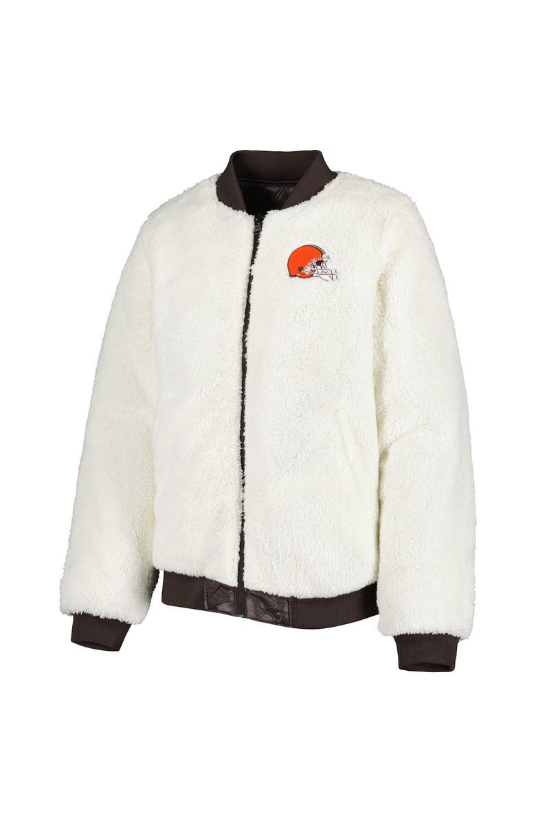 G-III 4HER BY CARL BANKS Women's G-III 4Her by Carl Banks Oatmeal/Brown Cleveland Browns Switchback Reversible Full-Zip Jacket, Alternate, color, Oatmeal