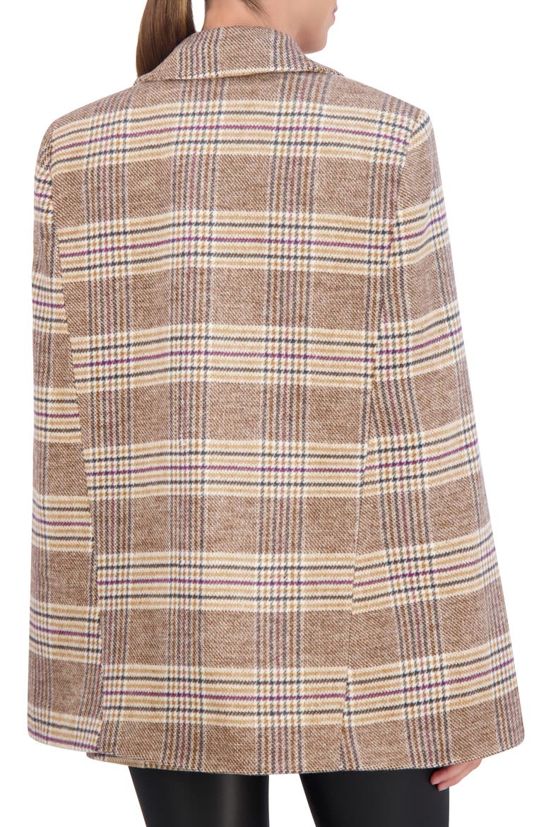 Plaid Cape Jacket, Alternate, color, CAMEL/BERRY/BLACK