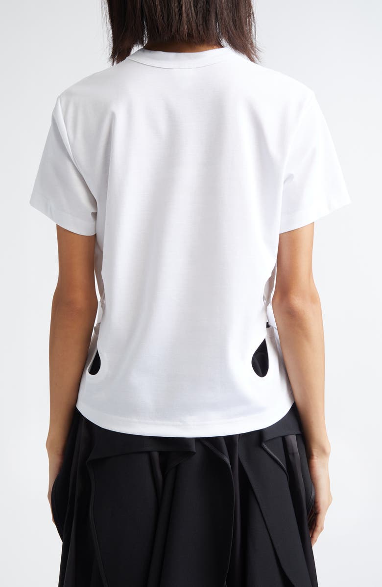 Noir Kei Ninomiya Floral Cutout Cotton Ponte T-Shirt, Alternate, color, White