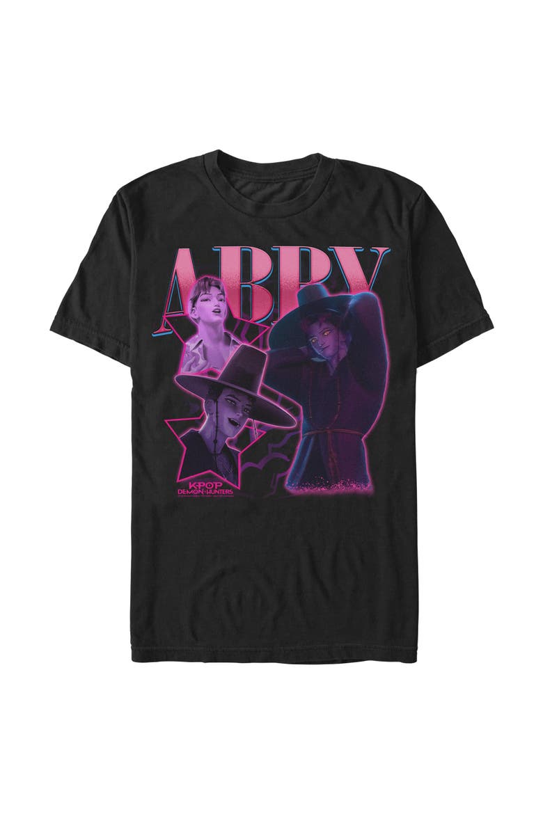 Mens KPop Demon Hunters Abby Saja Collage T Shirt, Main, color, Black