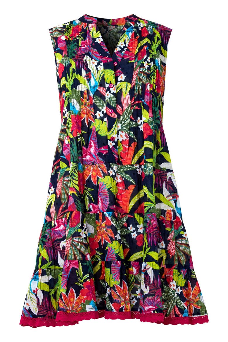 Sleeveless Tiered Tunic, Alternate, color, MULTI TROPICAL
