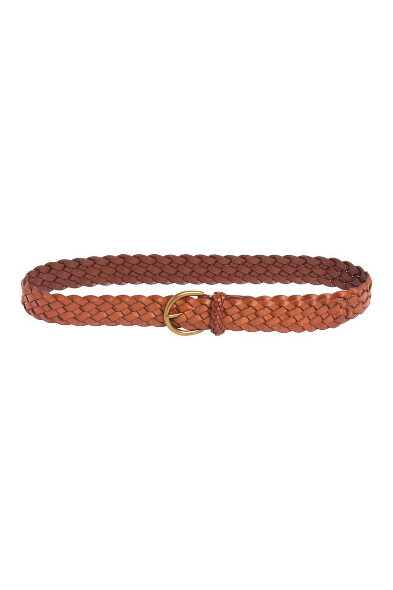 Braided Vachetta Leather Belt, Main, color, CUOIO
