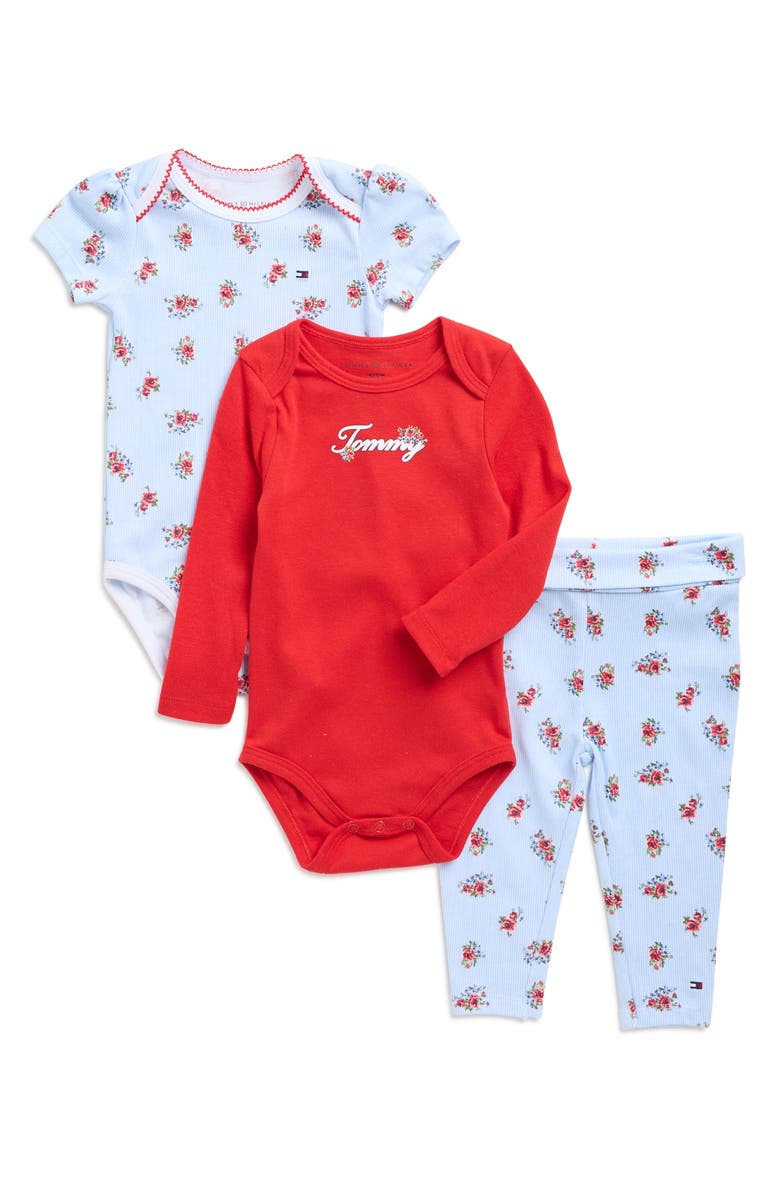 Tommy Hilfiger Assorted Bodysuits & Pants Set, Main, color, Red/ Blue