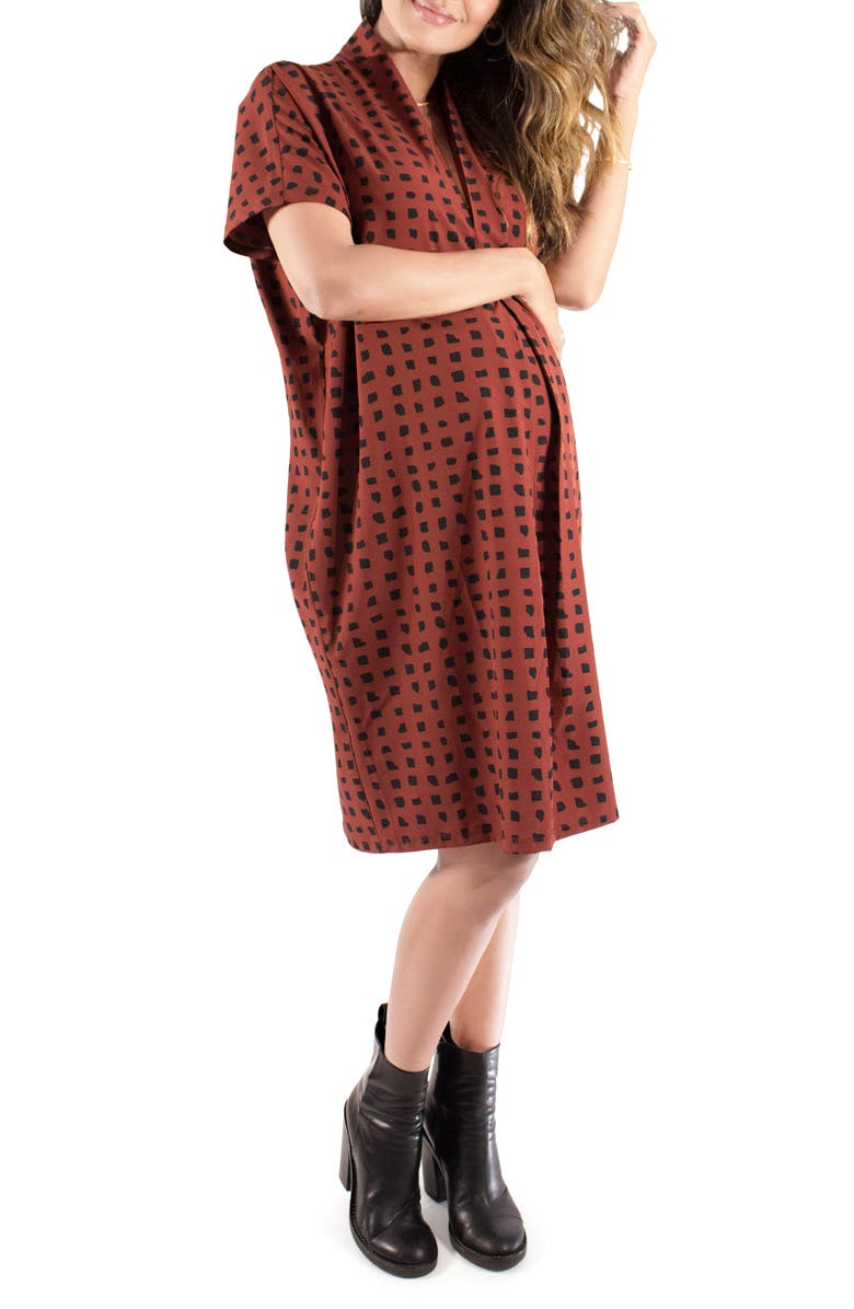 Ingrid & Isabel<sup>®</sup> Everywhere Abstract Print Maternity Tunic Dress, Main, color,