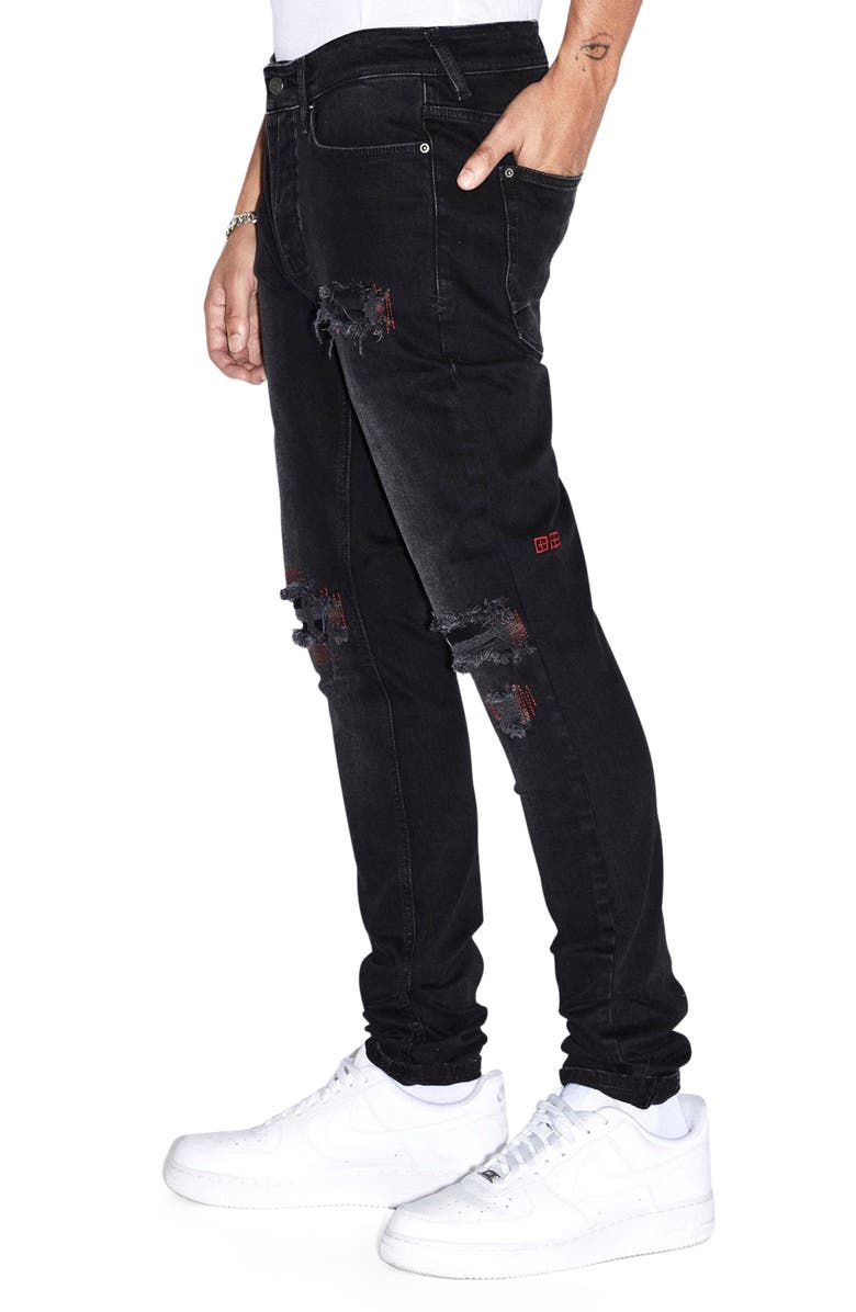 Ksubi Van Winkle Red Boggle Trashed Ripped Skinny Jeans, Alternate, color,