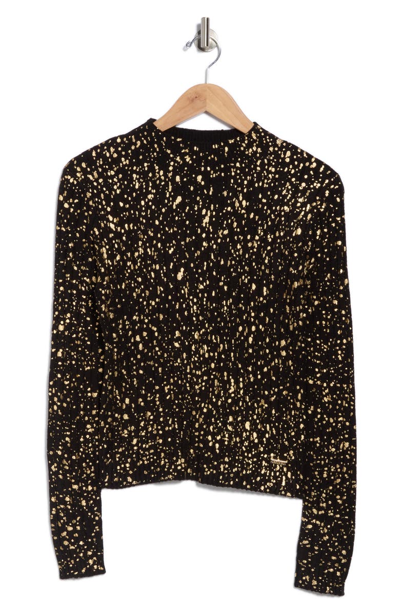 JASON WU Metallic Dot Funnel Neck Sweater, Alternate, color, Black/ Gold