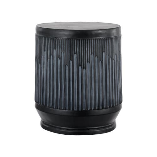 Jonathan Y Kline 17.5" Mid-century Modern Brutalist Indoor/outdoor Accent Table In Washed Black