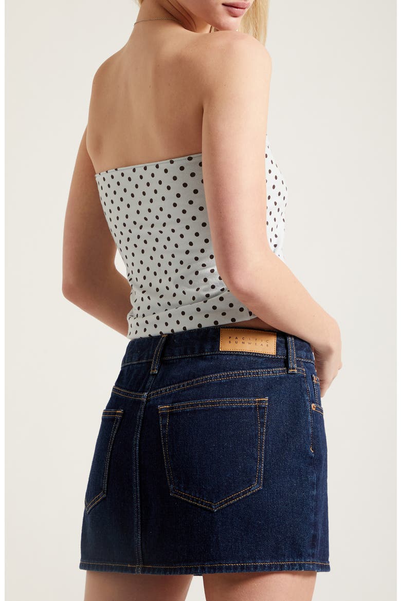 Bella Mid Rise Denim Miniskirt, Alternate, color, DARK INDIGO