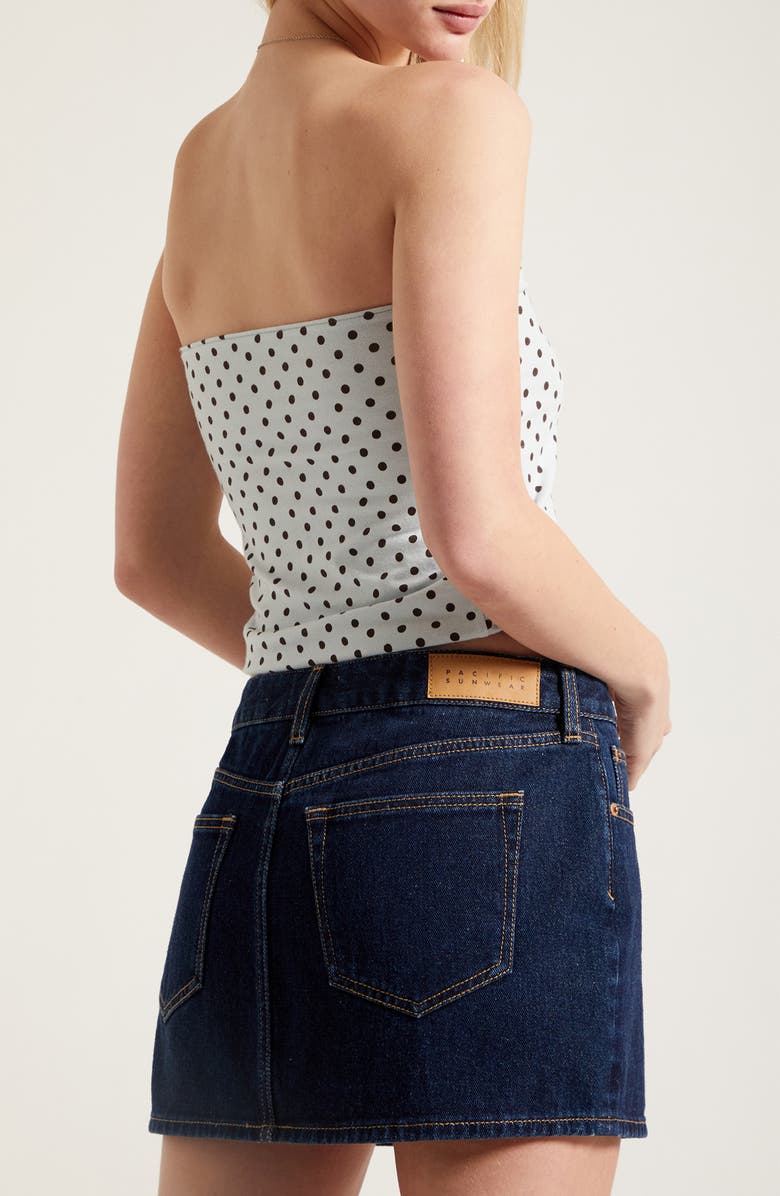 PacSun Bella Mid Rise Denim Miniskirt, Alternate, color, Dark Indigo