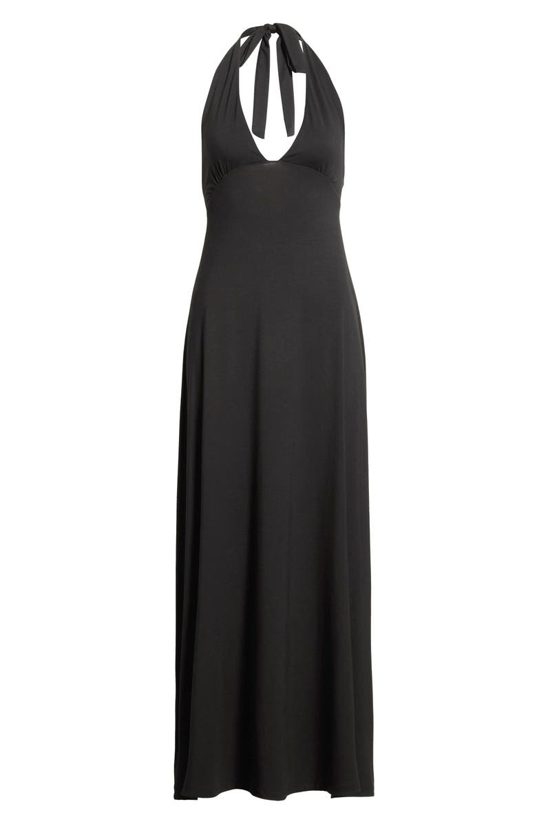 PacSun Alexa Plunge Halter Neck Midi Dress, Main, color, Black