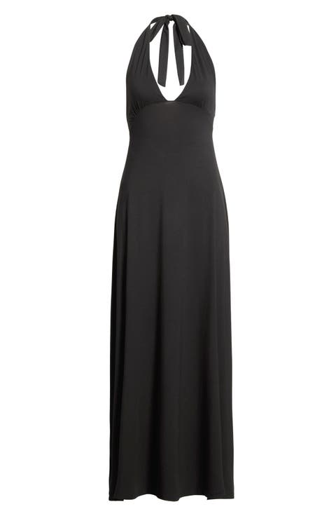 Alexa Plunge Halter Neck Midi Dress