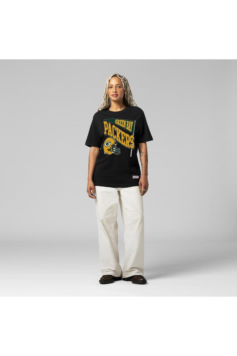 Women's Mitchell & Ness  Black Green Bay Packers Team Dynamic Boyfriend T-Shirt, Main, color, Black