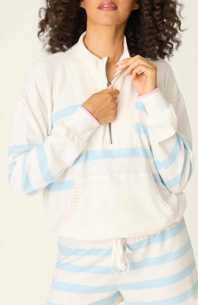 PJ Salvage Pupcation Palms Quarter Zip Pullover, Main, color, Ivory