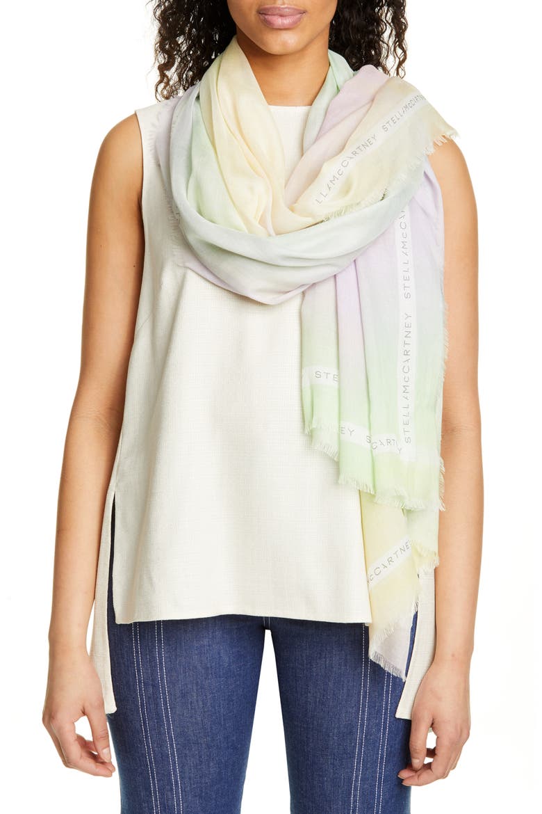 Tie Dye Silk & Modal Scarf, Alternate, color, MULTI/ LIGHT BLUE