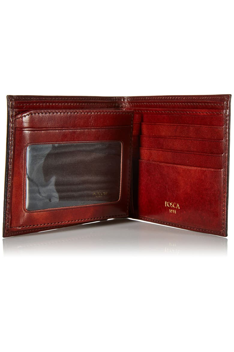 ID Flap Leather Wallet, Alternate, color, DARK BROWN