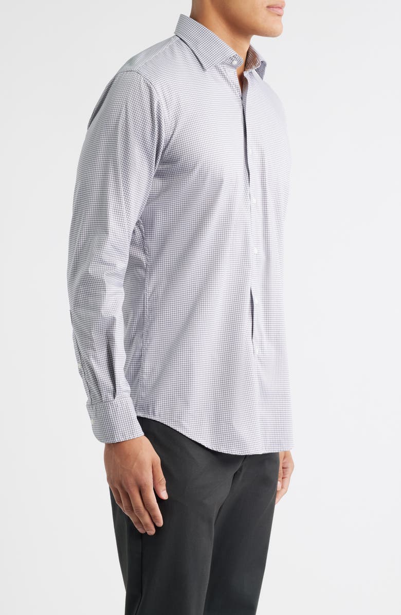 Peter Millar Jackson Crown Lite Microcheck Performance Twill Button-Up Shirt, Alternate, color, Poplar Brown