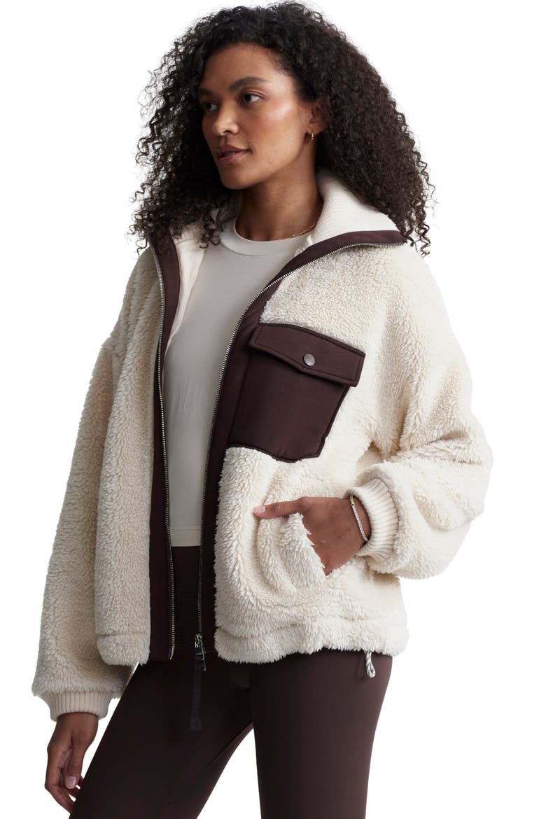Lowell Faux Shearling Jacket, Alternate, color, SANDSHELL/ COFFEE BEAN