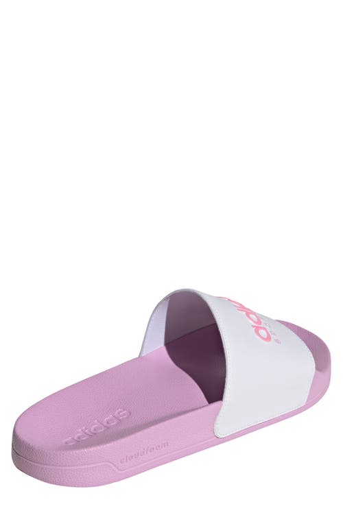 Adidas Originals Adidas Adilette Shower Slide In White/bliss Pink/lilac