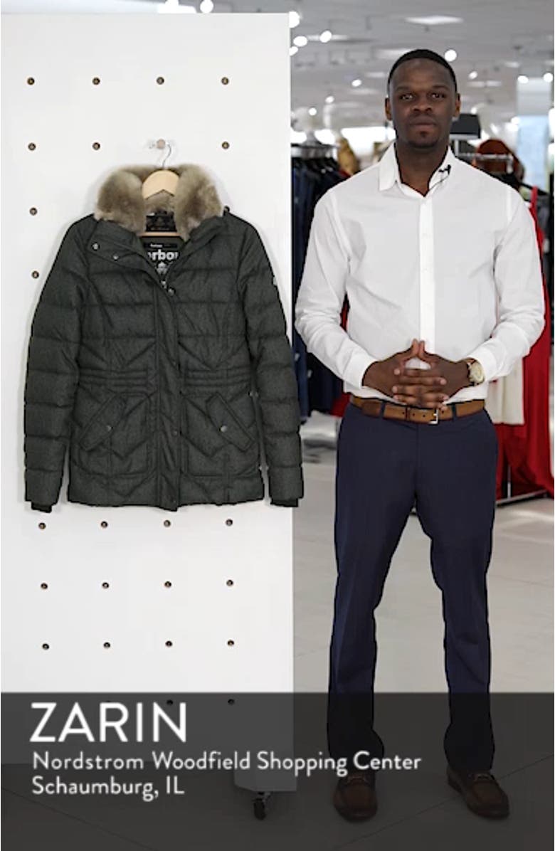 Langstone Faux Fur Trim Quilted Coat, sales video thumbnail